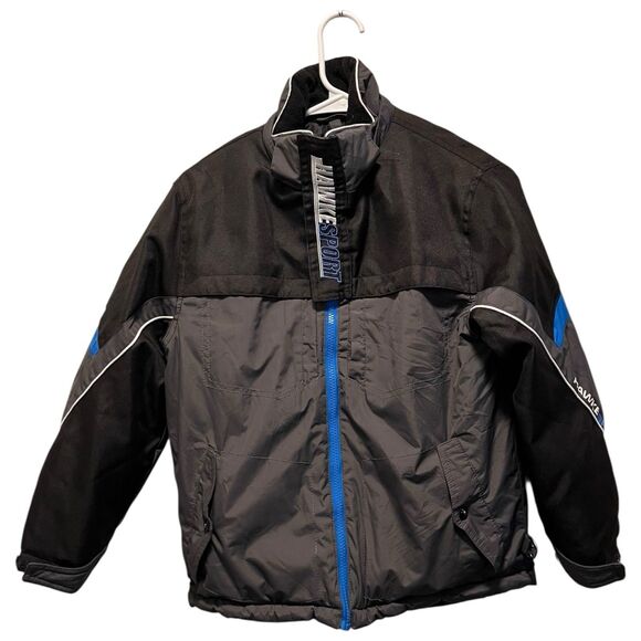 HAWKE&CO Sport BOYS Winter Snow Jacket Gray/Blue/Black Full Double Zipper Size 8 - Picture 1 of 9